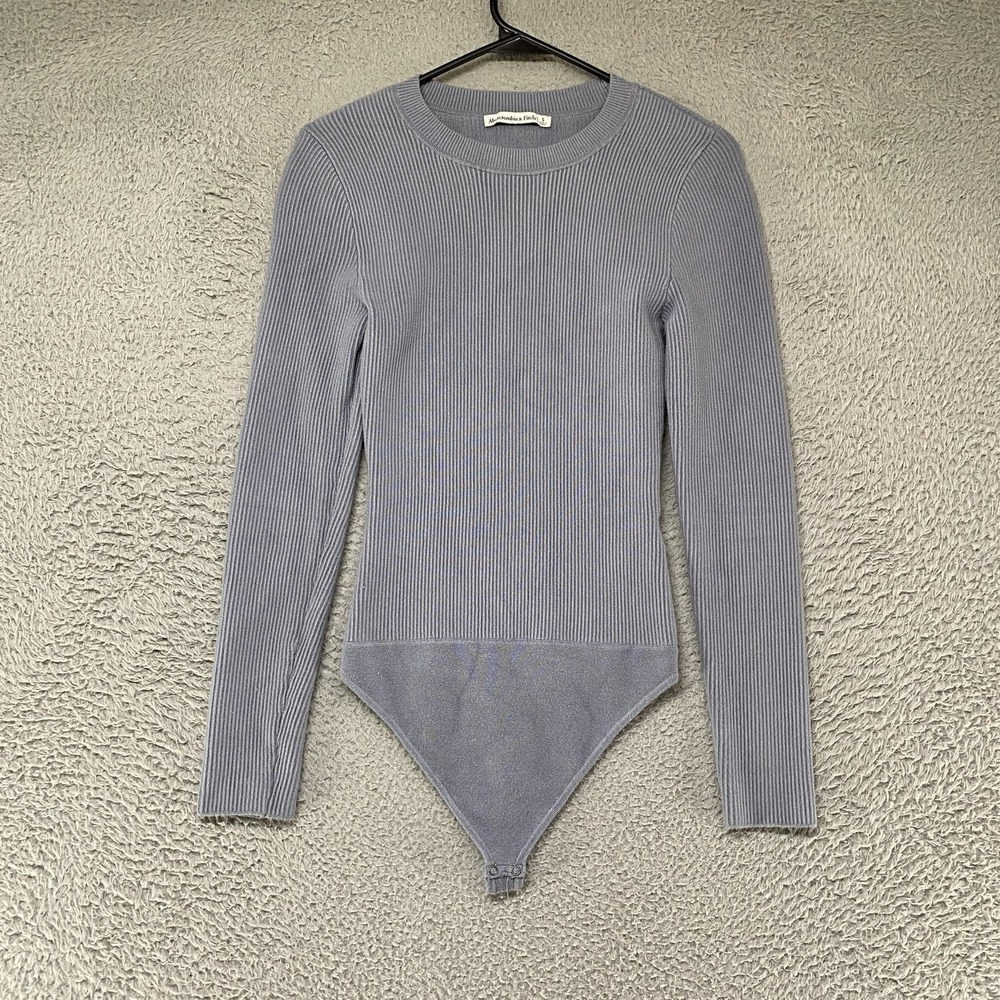 Abercrombie & Fitch Bodysuit Womens Small Gray Crew Neck Long Sleeve Capsule